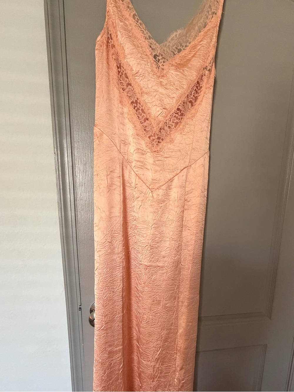 Silky Lace-Trim Maxi Dress in Bellini - Picture 3 of 4